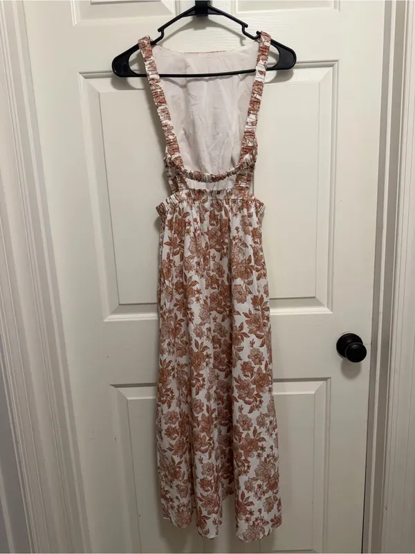 Petal & Pup Tan Floral Printed Aubrey Cutout Open Back Midi Dress Size 2 - Image 4
