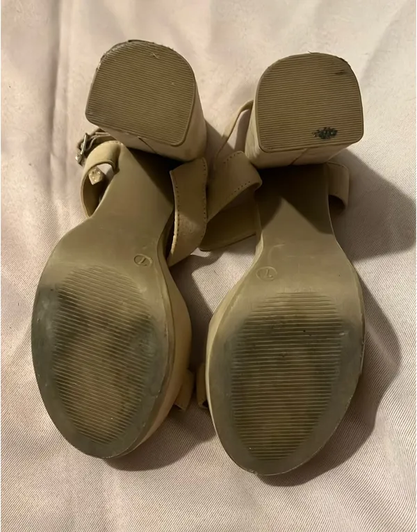Nude Lulus Ankle Suede Strap Heels 4.5” - Image 4