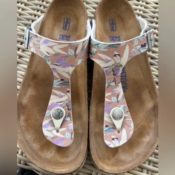 Birkenstock Gizeh Soft Footbed Floral Sandals 37 summer vacation beach‎ outdoors - Image 7