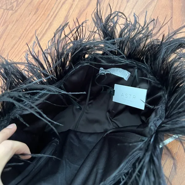 ASTR the label-RAVEN FEATHER TRIM MINI DRESS - Image 8