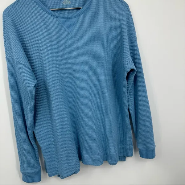 American Eagle Outfitters Blue Boho Thermal Long Sleeve Shirt Size Medium Fall - Image 3