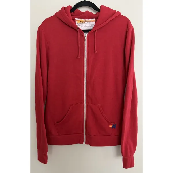 Aviator Nation "Surf Naked" Zip Up Hoodie Red Unisex Size Small - Image 2