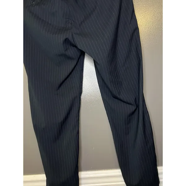 Abercrombie & Fitch Dress Pants Womens Med Blue Pinstripe Stretch Elastic Waist - Image 5