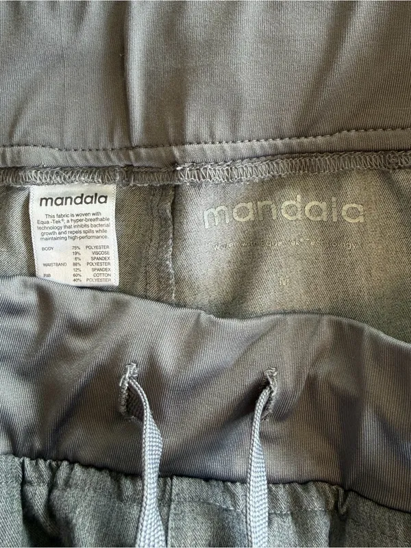 Mandala Scrub Set Charcoal Grey V Neck Top High Waisted Joggers Size Medium - Image 9