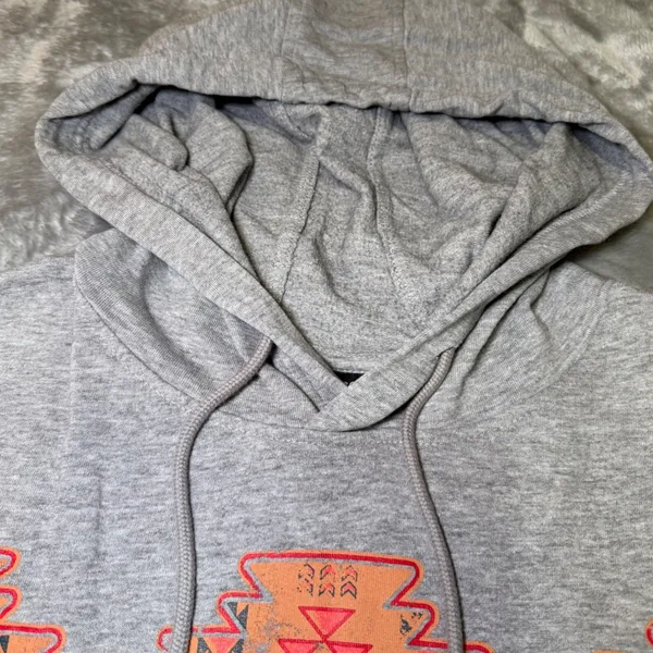 Wrangler‎ Retro Womens Size XL Southwestern Cropped Hoodie Gray Aztec Cowgirl - Image 5