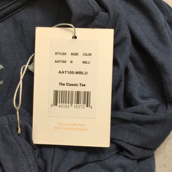 NWT Andie The Classic Tee Blue Sustainable Made In USA Crew Neck Casual M - Image 5