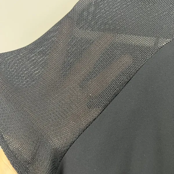 Zara Basic Size XL Black Mesh Sheer Sleeve and Hem Short Sleeve Midi Dress - Image 2