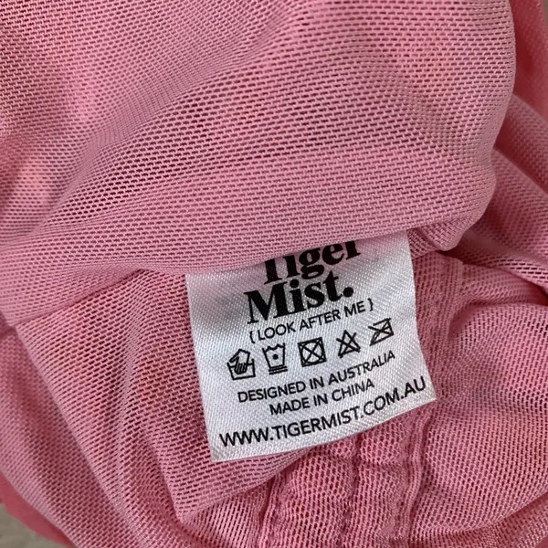 Tiger Mist Pink Ruched Puff Sleeve Crop Top XS Y2K Cottagecore Ruffle Cute - Image 5