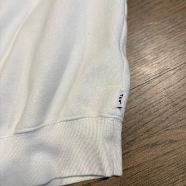 TNA Aritzia White Cropped Crewneck Sweatshirt: Size- Medium - Image 6