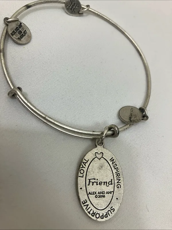 Alex and Ani Silver-Tone “Friend” Charm Bangle Bracelet - Image 3