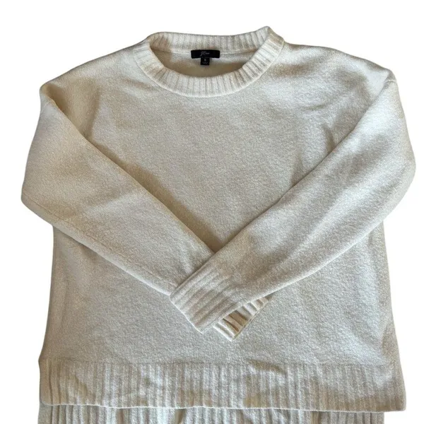 J. Crew Crewneck Sweater Sz S Super Soft Oversized Pullover Wool Alpaca Cream - Image 2