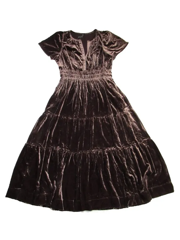 NWT by Anthropologie The Somerset Maxi in Chocolate Brown Velvet Edition Dress L - Image 8
