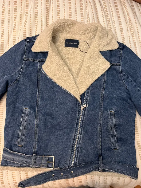 Calvin Klein Jeans Denim Shearling Jacket Jean coat trendy fall - Image 2