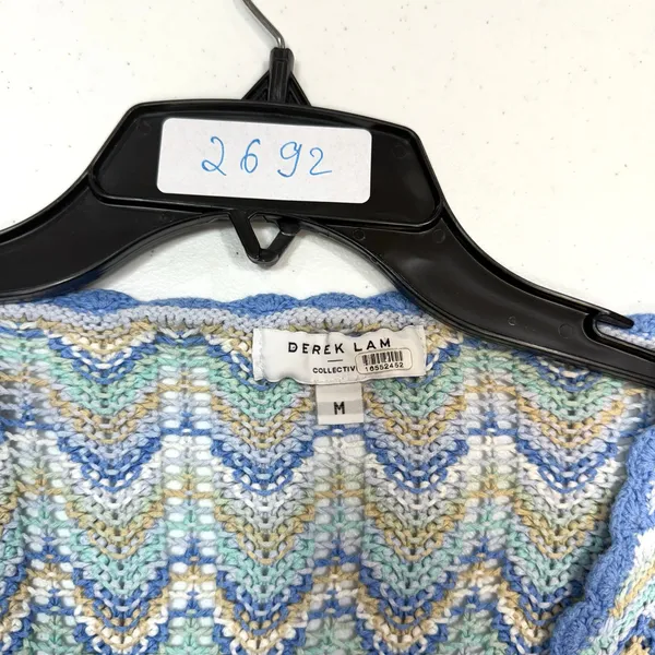 Derek Lam 10 Crosby Blue Knit crochet Top cardigan Medium - Image 2