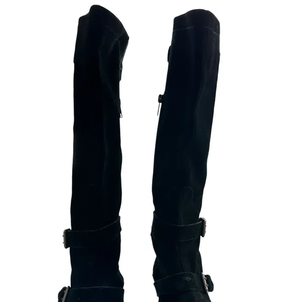 Ugg Cyndee knee high boots 9.5 Black Leather Buckle Sheepskin Shearling - Image 6