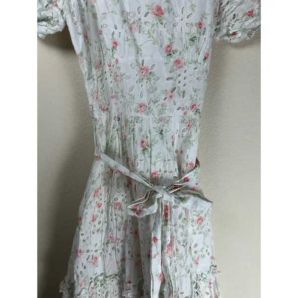 LoveShackFancy Clementine Eyelet Dress Size 2 Coquette Floral Girly Midi Length - Image 7