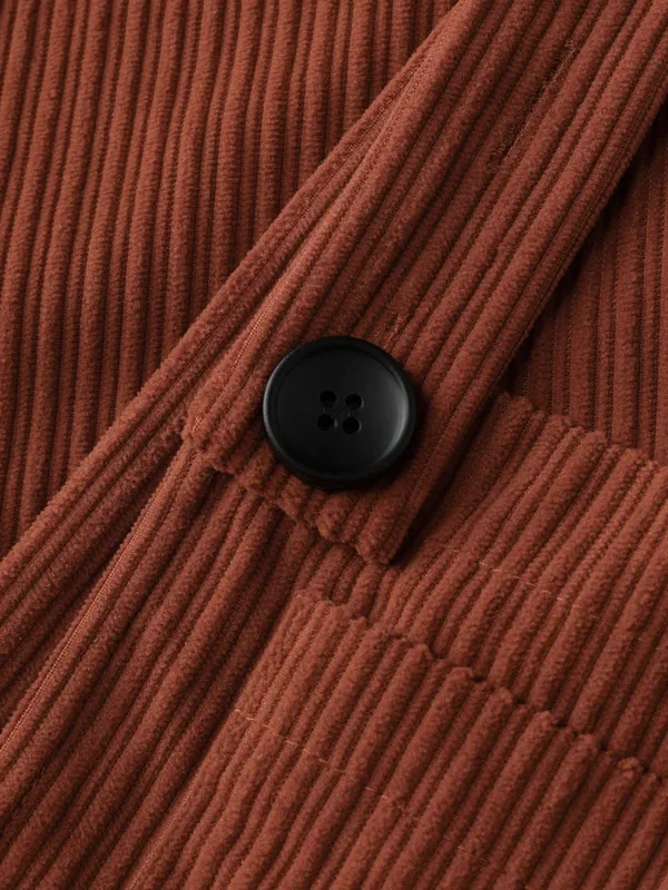 Cider Terracotta Corduroy Wide Leg Jumpsuit Orange Overalls M 70s Retro Vibe - Image 6