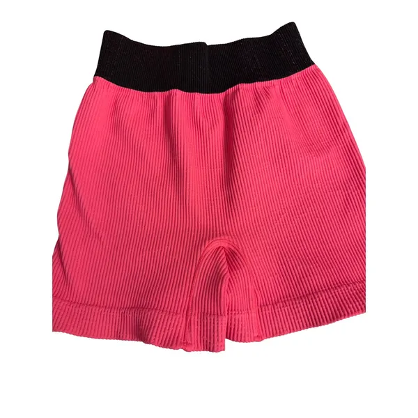 Free People‎ Movement Ribbed Seamless Biker Shorts Neon Pink Black XS/S - Image 2