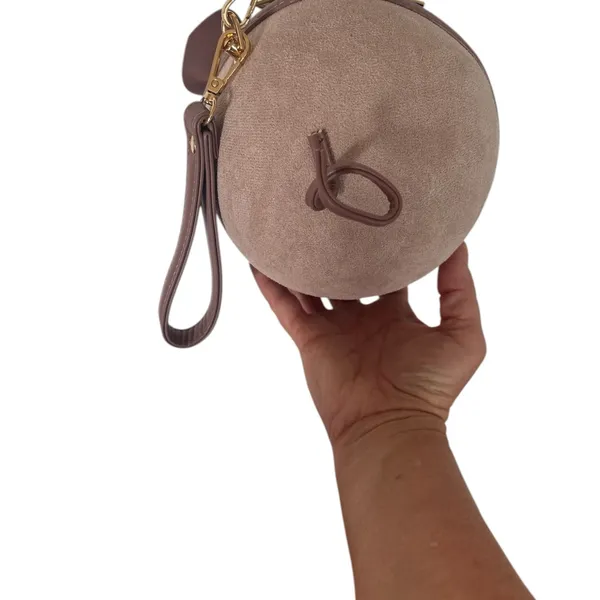 Pink Mauve PU Suede Pig Shoulder Wrist Hand Bag Cosmetic Handbag Purse - Image 5