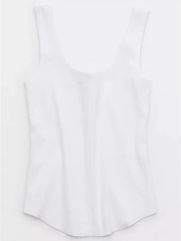 AE Aerie Ribbed Scoop Neck Tank Top American Eagle NWT White Medium - Image 4