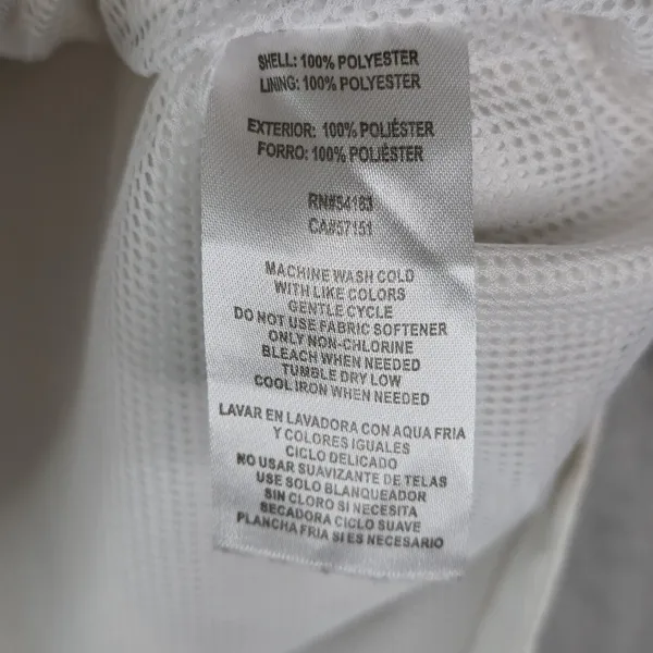 Tommy Hilfiger‎ Windbreaker Jacket Womens Large Long White Spellout - Image 6