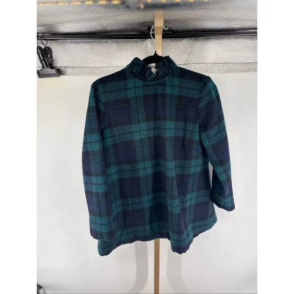 Tuckernuck Blackwatch Plaid Faye Blouse S Top Ruffle Collar Bow Wool Blend - Image 5