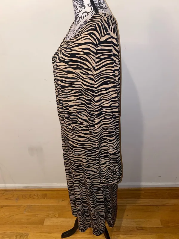 LOFT Animal Print Long Sleeve Maxi Dress Size 14 Stretch Like New - Image 7
