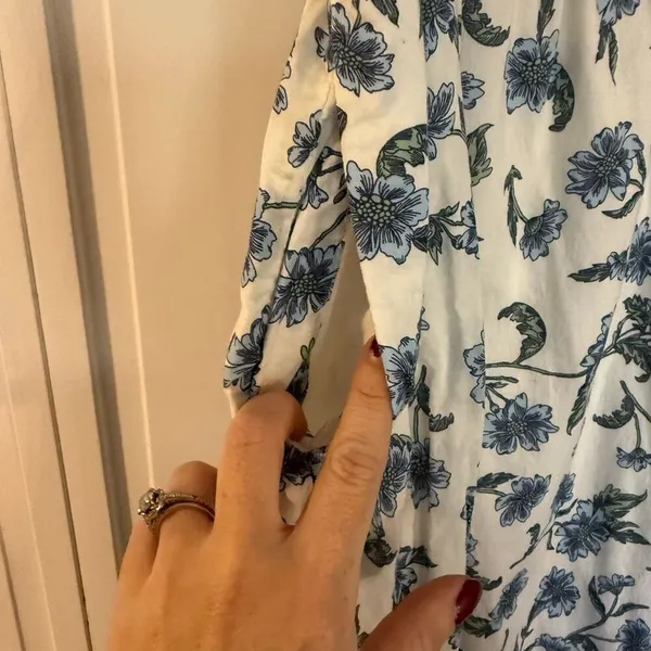 J.Crew white blue floral ruffled midi dress size 2 - Image 5