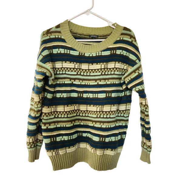 Wild Fable Green 3D Textured Knit Crewneck Long Sleeve Pullover Sweater Medium - Image 2