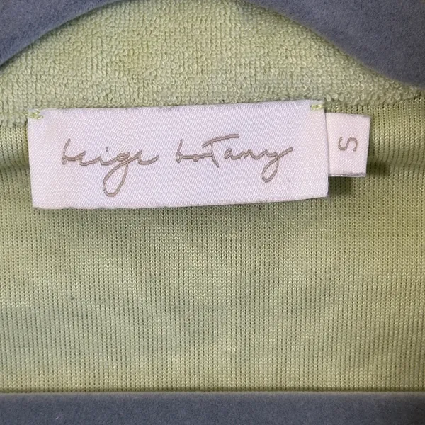 Beige Botany Terry Cloth Crop Top Womens S Pastel Green Button Front Collared - Image 6