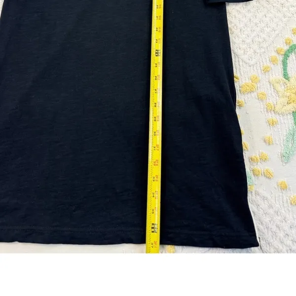 J.Crew Women's Black Midi Dress 3/4‎ Sleeve White Stripe Side Zip Size S - Image 3