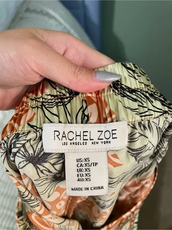 Rachel Zoe Palazzo Pants Size XS Palm Tree Tropical Vacation Resort Wide Leg - Image 3