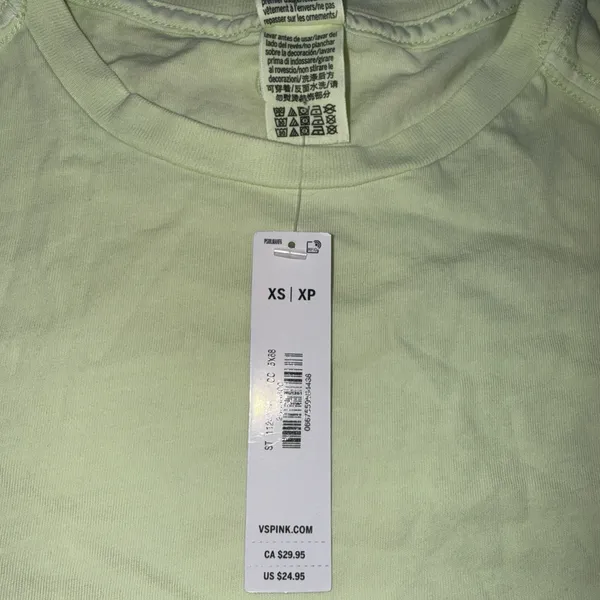 Victoria's Secret VS PINK Cotton Basic Light Green Crop Top Tee Shirt Sz XS NWT - Image 9