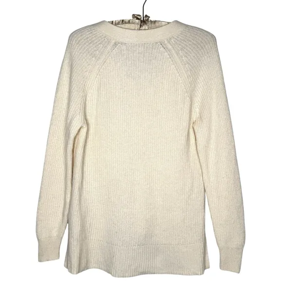Madewell‎ XS Wool Long Sleeve Quarter Button Henley Pullover Sweater Beige Ivory - Image 5