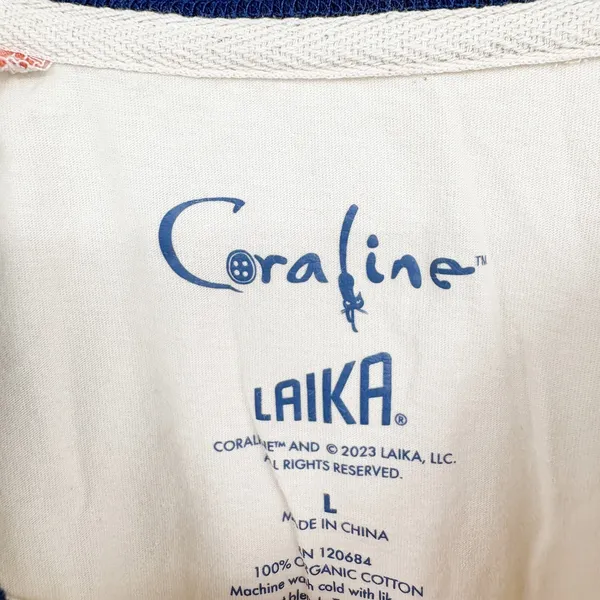 Laika Womens Coraline Embroidered Stars Striped Raglan Baseball Tee Size L - Image 4