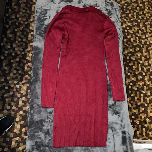 Princess Polly Penelope Long Sleeve Mini Dress in Burgundy Size M/L New with tag - Image 9