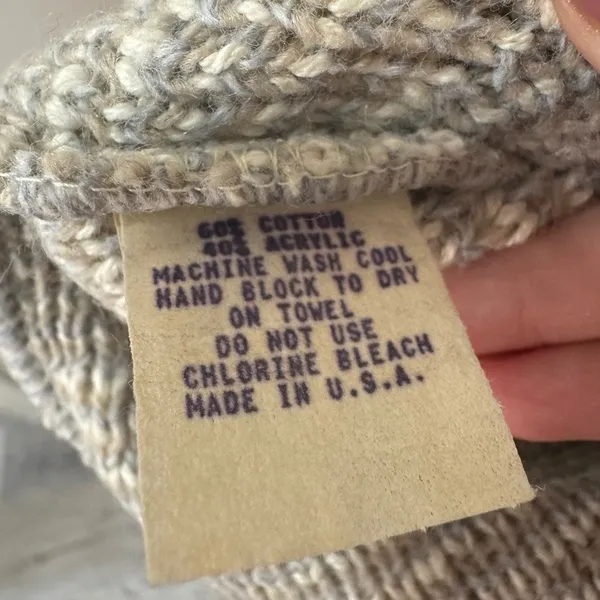 Vintage John Weitz Geometric Knit Sweater Grey Tan‎ Cotton Blend Made in USA L - Image 7