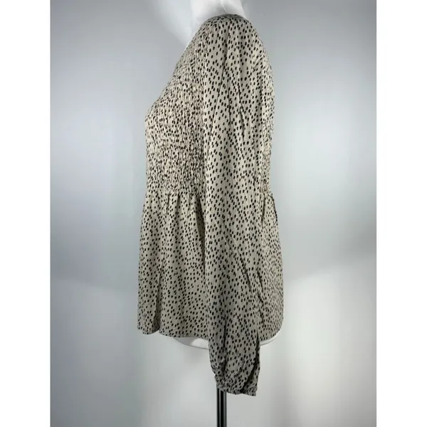 Urban Romantics Womens Long Sleeve Cheetah Print‎ Blouse Size L Smocked Peasant - Image 15