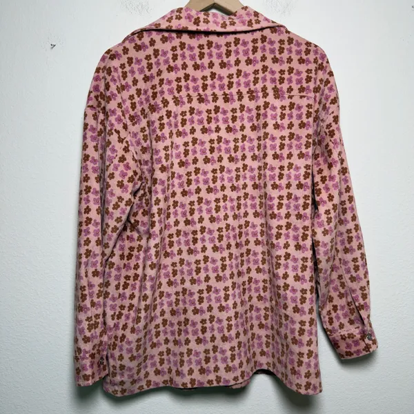 Entro Women Bloom Corduroy Button Up Shacket Top Small Pink Floral Western Boho - Image 10