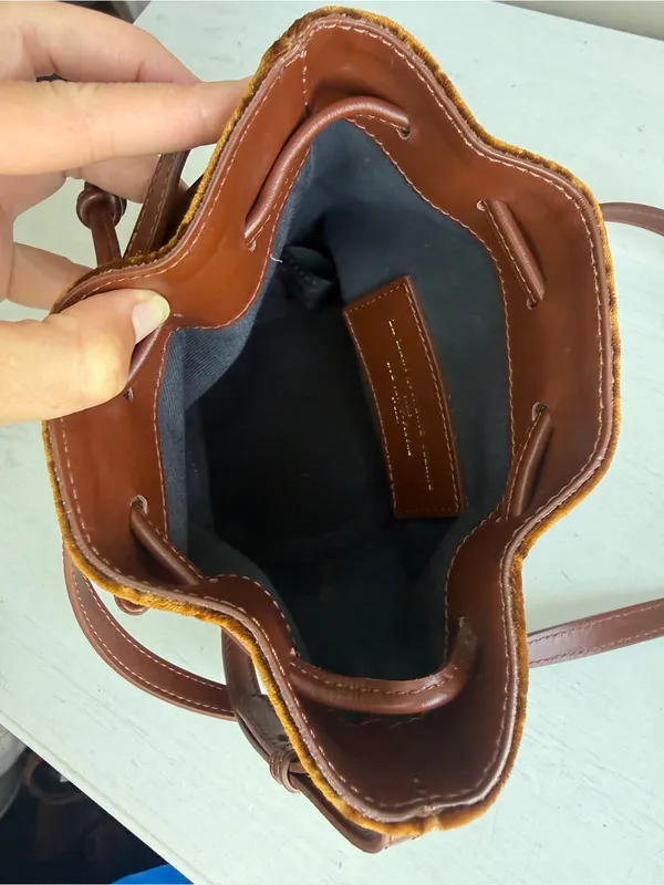 SEZANE VELVET MINI FARROW Brown Velvet Crossbody Bag Sold Out - Image 14