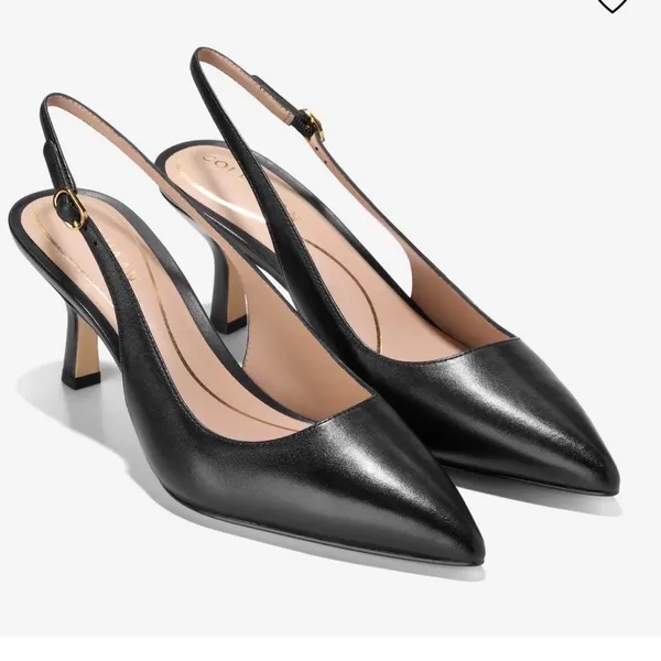 Cole Haan Black Leather Slingback Kitten Heel Pumps Womens 10.5 B - Image 5