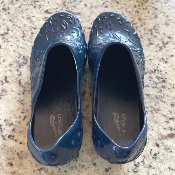Dansko Professional Clogs Women 40 Navy Blue Floral Embossed Slip Resistant Work - Image 3