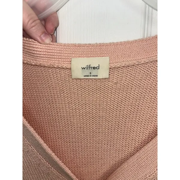 Aritzia Wilfred Merino Wool Blend Blush Pink Canterbury Crop Cardigan S - Image 3