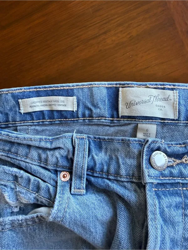 Universal Threads cropped vintage distressed wide leg jeans 6 - Image 5