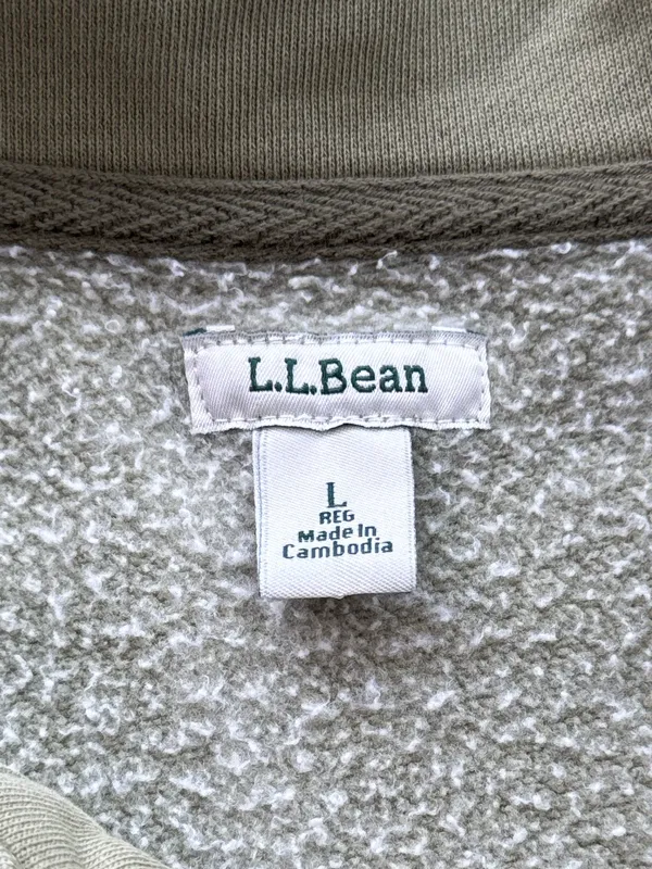 L.L. Bean Sunwashed Sweats Splitneck Polo Olive Gray Large Green - Image 2