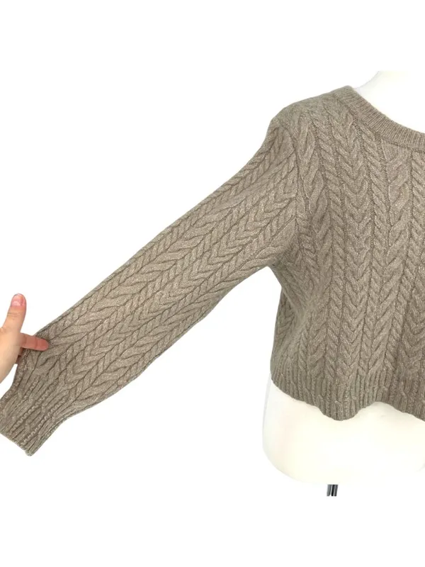& Other Stories Cable Knit Wool Alpaca Sweater Beige Size Large Quiet Luxury - Image 7
