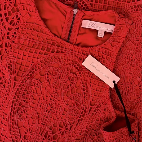 NWT LOVERS & FRIENDS Caspian Orange Lace Shift Mini Dress Halter Neck Small - Image 10