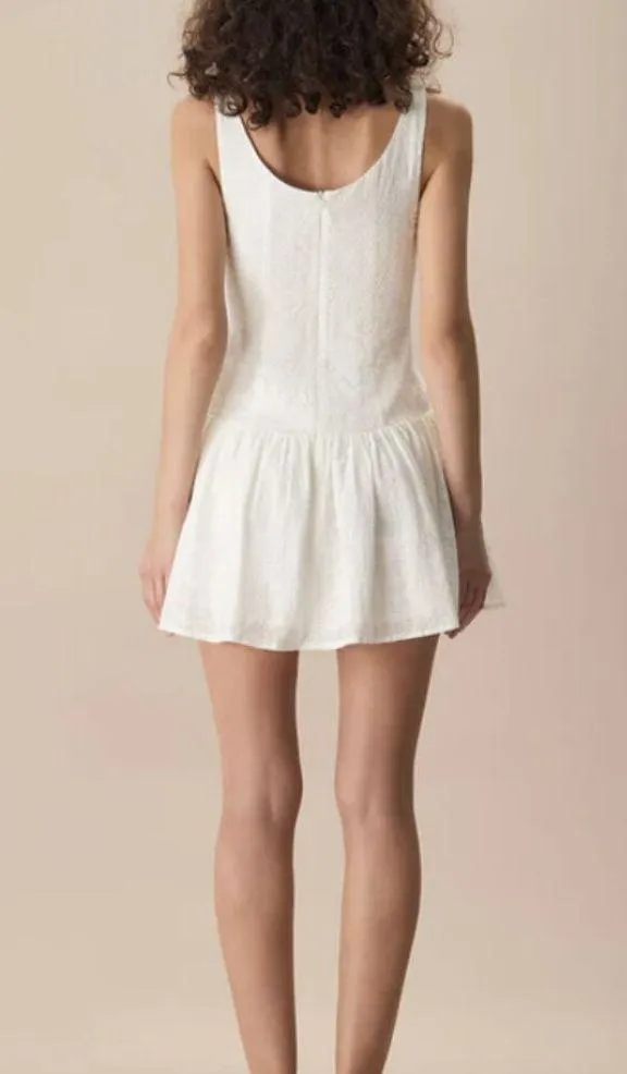 RIHOAS Women's White Boat Neck Jacquard Cotton Mini Dress 3 - Image 2