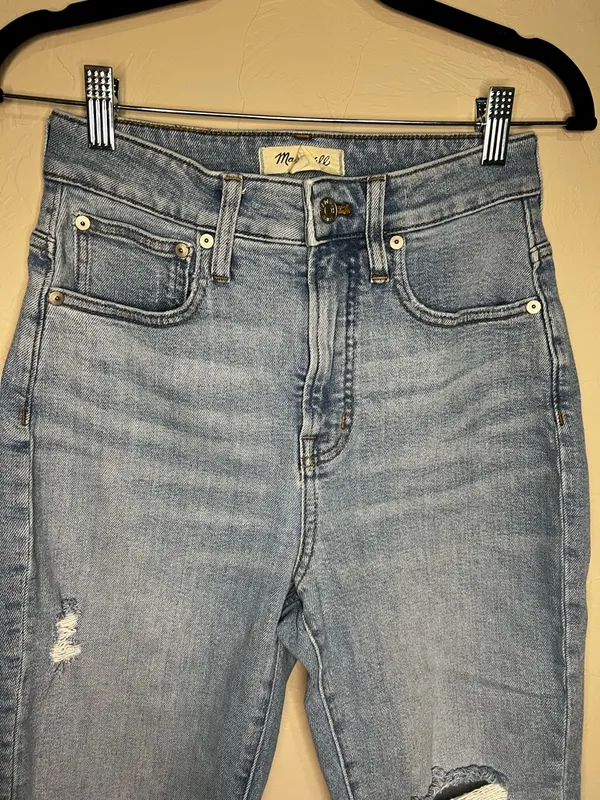 Madewell The Curvy Vintage Crop‎ Jean Distressed Raw Hem High Rise Denim Jeans - Image 3