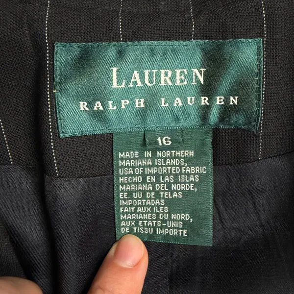 Lauren Ralph Lauren Womens 16 Wool Pinstripe Pant Suit Charcoal Grey 2 Piece Set - Image 3